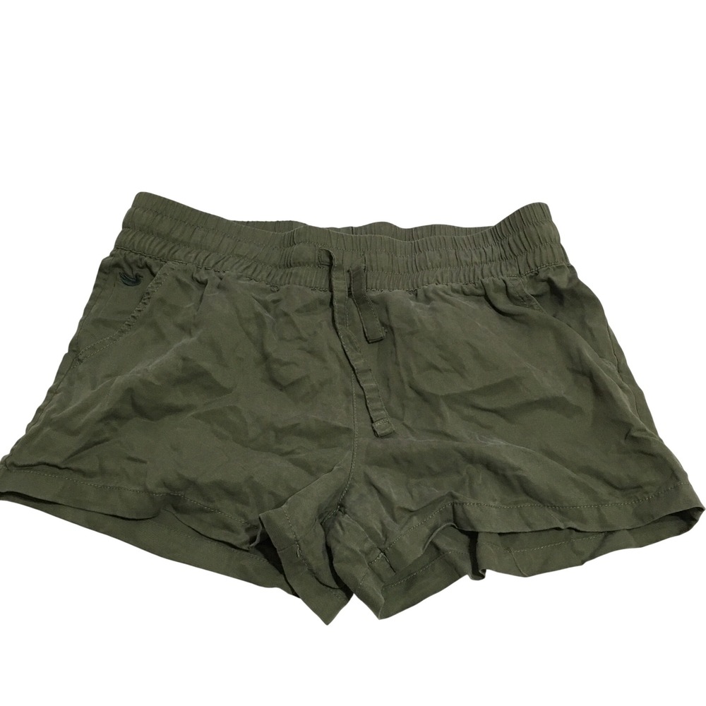 Southern Marsh Shorts Women Medium Green Linen Blend Elastic Waist Drawstring